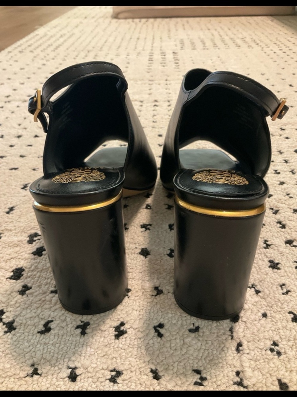 Vince Camuto Haliza black peep toe, sling back booties heels, 9 - Picture 4 of 10